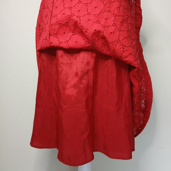 Donna Morgan Strapless Eyelet Fit and Flare Cotton Midi Dress Red Size 10 - Picture 7 of 9